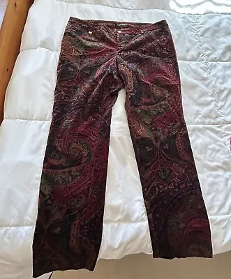 Buy Lauren Ralph Lauren Floral Paisley Velvet Brown Straight Leg Pants Womens 18w • 61.42£