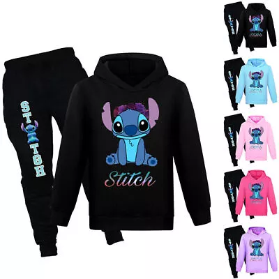 Buy Lilo And Stitch Kids T-shirt Hoodie Pants Boys Girls Tracksuit Set Sport Casual • 19.74£