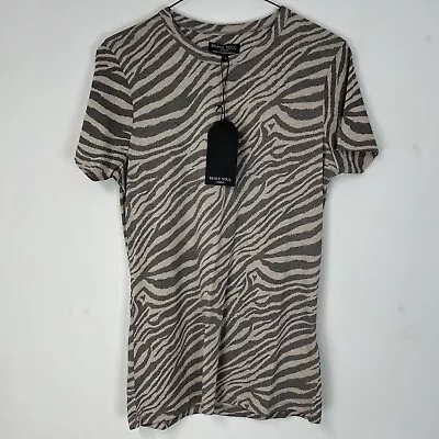 Buy Brave Soul Short Sleeve T-Shirt Top Zebra Print S Grey (BUST 32” LENGTH 27”) • 2.50£