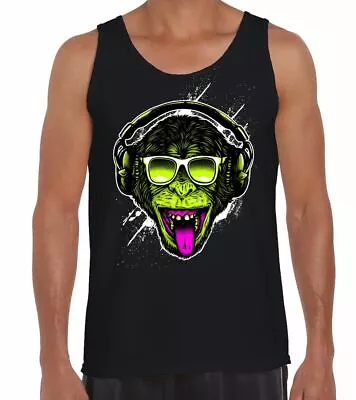 Buy Funky Monkey DJ Men's Vest Tank Top - Rave Clubbing Funk T-Shirt • 12.95£