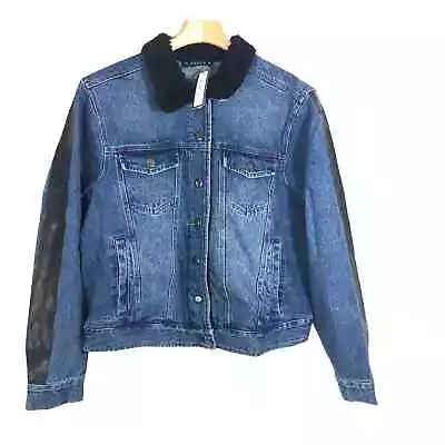 Buy Soncy Women's PLUS SZ 5 (28) Teddy Collar Jean Jacket Decorative Stripe • 41.58£