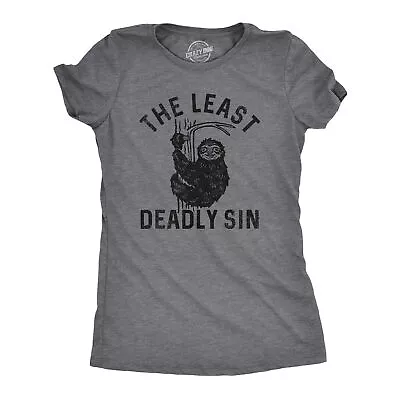 Buy Womens The Least Deadly Sin T Shirt Funny Lazy Sloth Joke Tee For Ladies • 7.29£