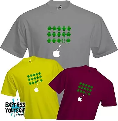 Buy APPLE SHOOTS ANDROID - Space Invaders - Fun Versus Battle Quality T Shirt - NEW • 9.99£