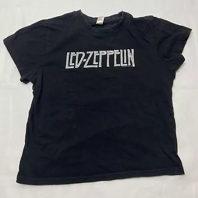 Buy Led Zeppelin Vintage Shirt 2003 Womens Black W/ Glitter Logo Fits Like Sz S • 28.42£