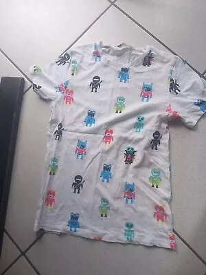 Buy H&M Boys White Short Sleeve T-shirt With Space Invader Print Age 8 • 1.50£