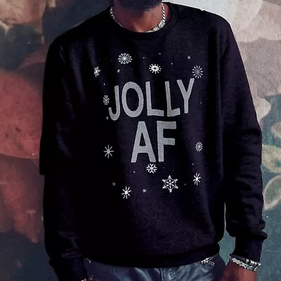 Buy Jolly AF Mens Funny Ugly Christmas Sweater Xmas  • 24.99£