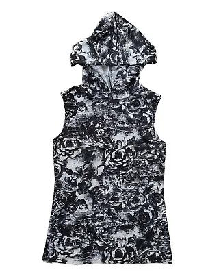 Buy SHRINE Black & White Sleeveless Hoodie Top, Women's Small- Cyber Punk Goth Tank • 25.47£
