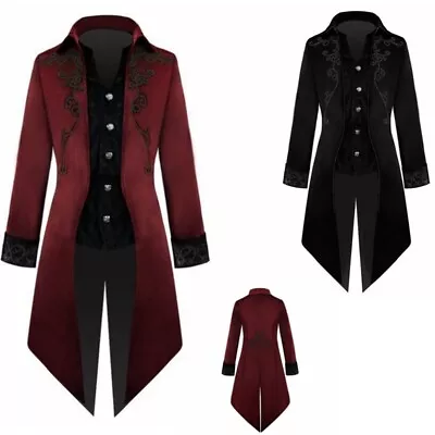 Buy Men's Victorian Jacket Medieval Steampunk Tailcoat Gothic Coat Halloween Costume • 22.69£