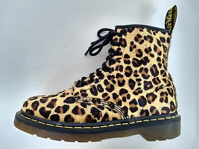 Buy Dr. Martens Leopard Print Pony Hair Leather Boots Size 6uk Real Fur Rare Unisex • 284.71£