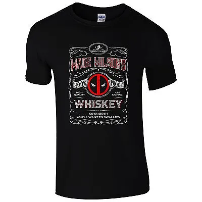 Buy Wade Wilson's Ass Kicking Whiskey T-Shirt Quality Label Fan Inspired Mens Top • 11.94£