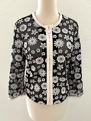 Buy Zelda Black & White Cardigan Zipper Closure 3/4 Sleeves Women's Size 8 • 46.41£
