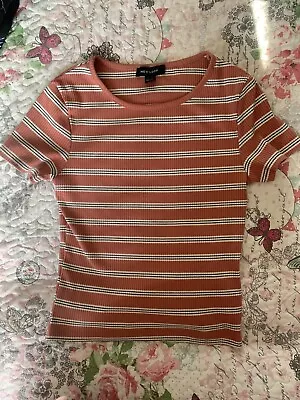 Buy New Look Ribbed Pink Stripe Top Size 8 • 4£