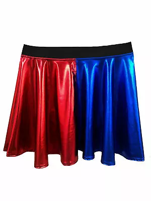 Buy Ladies Harley Quinn Suicide Squad Metallic Fancy Dress Skirt Disco Mini Shorts • 7.79£