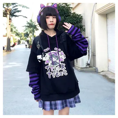 Buy Harajuku Anime Hoodies Women Kawaii Y2K Pullover Alt Hoody Japanese Sweatshirt • 13.50£