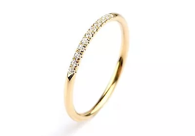 Buy Gold Diamond Ring In Solid Gold 9k,14k,18k Diamond Thin Band Skinny All Sizes • 151.86£
