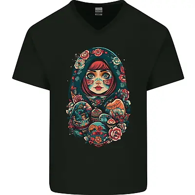 Buy Matryoshka Doll Russian Girl Fantasy Mens V-Neck Cotton T-Shirt • 9.99£