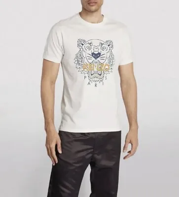Buy KENZO Mens Tiger Print Classic Fit Cotton T-Shirt White All Size 100% Authentic • 50£