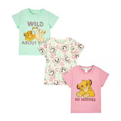 Buy Disney Lion King Girls T-Shirts Pack Of 3, 3pk Simba T-shirts, Ages 3 - 10 Years • 16.95£