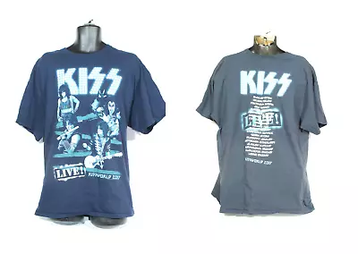 Buy Kiss Kissworld 2017 T-Shirt 2XL Blue Short Sleeve Festival Band Music Mens • 19.99£