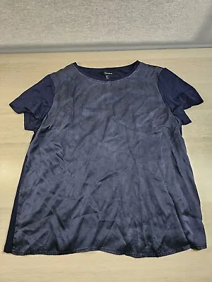 Buy Karen Millen Blue Silk Front T-Shirt Top Size 16 • 16.99£