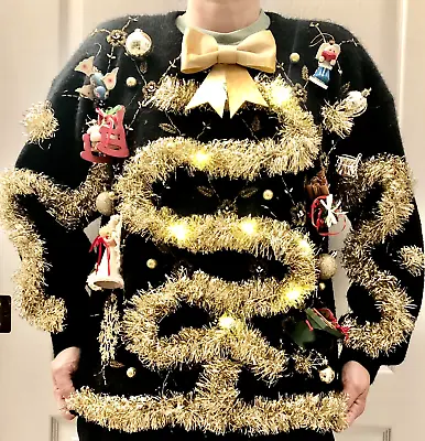 Buy Ridiculous Ugly Christmas Sweater Contest Tacky Lights Vintage Toys Medium • 28.87£