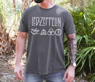 Buy Led Zeppelin T-Shirt On Vintage Black Comfort Colors 1717 Tee • 36.87£