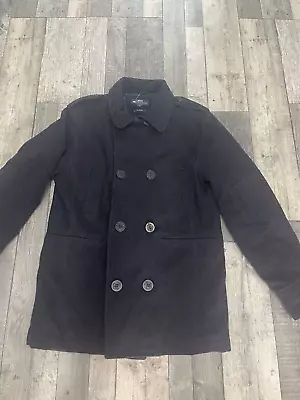 Buy Great Mens SMALL  Black Wool Mix NEXT Peacoat Black Jacket / Coat • 13.95£