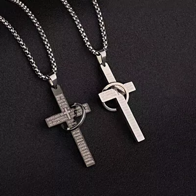 Buy Men Women Cross Necklace Chain Pendant Jesus Christian Scriptures Jewellery Gift • 3.99£