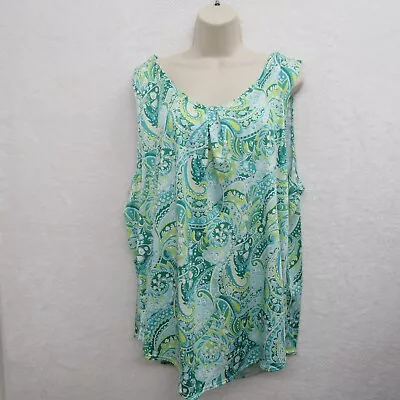 Buy Star Vixen Womens Sleeveless Glam Flowy Loose Fit Top Blouse Green Plus Size 3X • 15.74£
