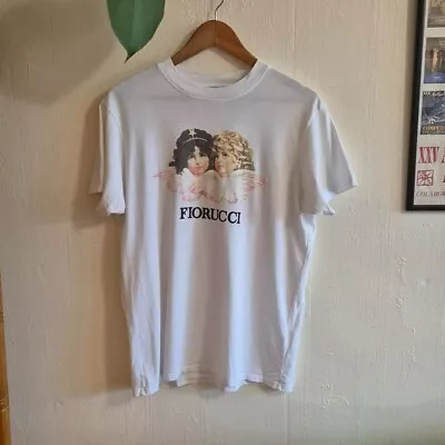 Buy Fiorucci Designer White Classic Cherub Short Sleeve Crew T Shirt Size Medium • 28£