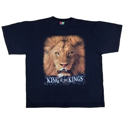 Buy Lion T Shirt XL Vintage Black King Of Kings T-shirt Vintage Graphic Oversized  • 22.50£