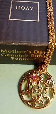 Buy AVON VNTG MOTHER'S DAY FLOWER/VINE Genuine RUBY Pendant, Gold Tone, Necklace 18  • 18.89£