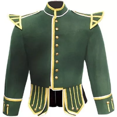 Buy Men's Green Military Doublet Jacket 100% Wool Piper Drummer Tunic Doublet Jacket • 65.50£