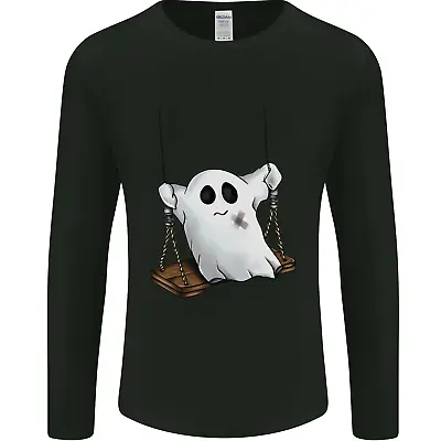 Buy A Ghost On A Swing Halloween Funny Spirit Mens Long Sleeve T-Shirt • 12.99£