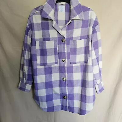 Buy Primark Ladies Oversize Check Shirt Jacket In Lilac Not Worn Fits Size 12-14 • 6£
