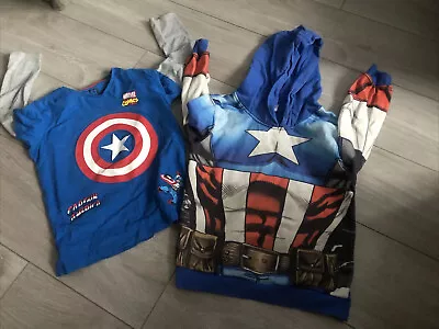 Buy Captain America Marvel Bundle - Includes Long Sleeve T-shirt, Hoody, Hat • 13£