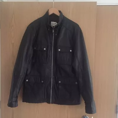 Buy Onfire Mens Jacket Size Large Dark Brown Real Leather Multi Pocket Coat • 31.08£