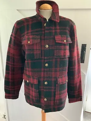 Buy 'weird Fish' Size Small. Red & Black Heavy Flannel Shirt/jacket, Fleece Lined • 43.99£