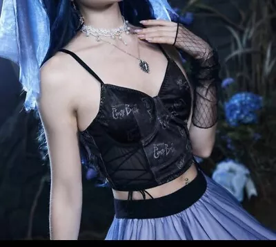 Buy Corpse Bride Emily Tim Burton Lace Tank Crop Top Goth Gothic Witchy Halloween • 12.28£