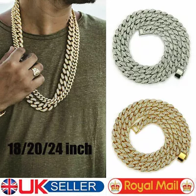 Buy Bling Miami Cuban Necklace Diamond Link Chain For Mens Iced Out Hip Hop Jewelry • 7.69£