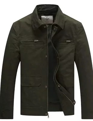 Buy WenVen Men's Military Style Jacket Spring Windbreaker Zip-up Jacket Size S • 20£
