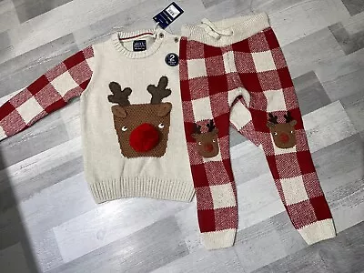 Buy NEXT Boys Christmas Knitted Outfit / Christmas Jumper& Bottoms Set Age 4-5 Years • 20£