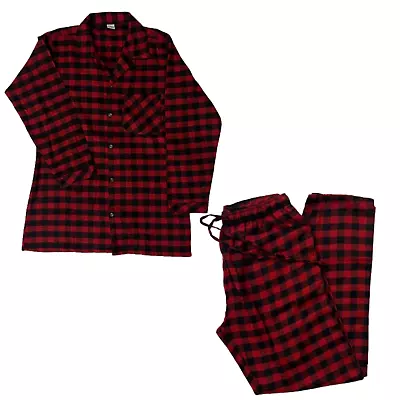 Buy Women's Check Loungewear Brushed Cotton Pyjama Set Flannel Pj Set Nightwear • 12.99£