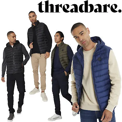 Buy Threadbare Mens Zipped Hooded Or Without Puffer Gillet Jacket Padded Hoodie • 23.99£