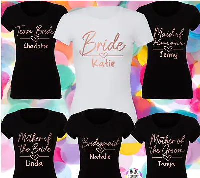 Buy Hen Do T-shirts Personalised T-shirt Bride Top Bridal Party  Wedding Rose Gold • 8.50£