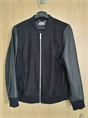 Buy Ruth Langsford, Black Faux Suede/faux Leather Bomber Jacket, Size 14 UK. • 25£