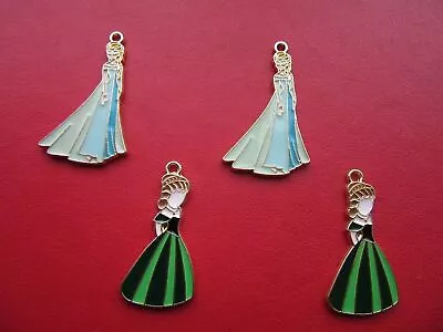 Buy Frozen Elsa Anna Charms Pendants Enamel Metal Jewellery Making • 2.15£