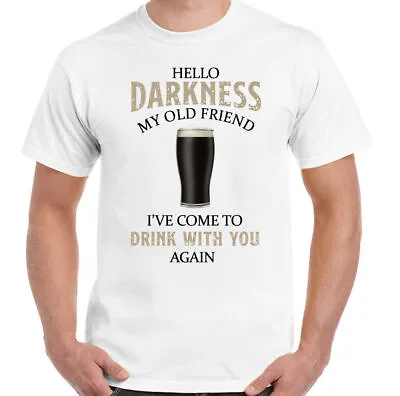 Buy Hello Darkness My Old Friend Beer Alcohol Drunk Tee Top Guiness T-Shirt BBQ • 10.94£