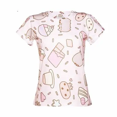Buy Womens Sweet Treats Pusheen Pink Short Sleeved T-Shirt - Ladies Cat Tee • 7.50£