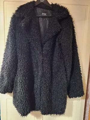 Buy Black Teddy Fur Jacket, 3/4 Length, Size 10/12, Lined (Me Jane) Great Condition • 7£
